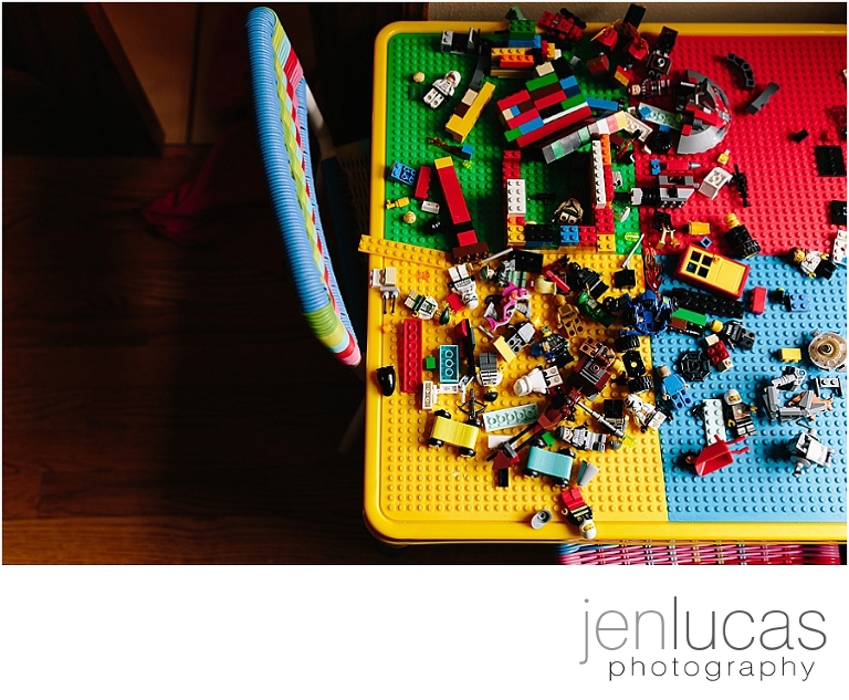 Colorful Lego tabel in window light. 