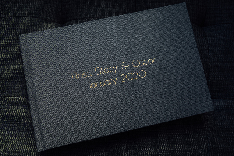 Linen hardback album with gold embossed lettering 