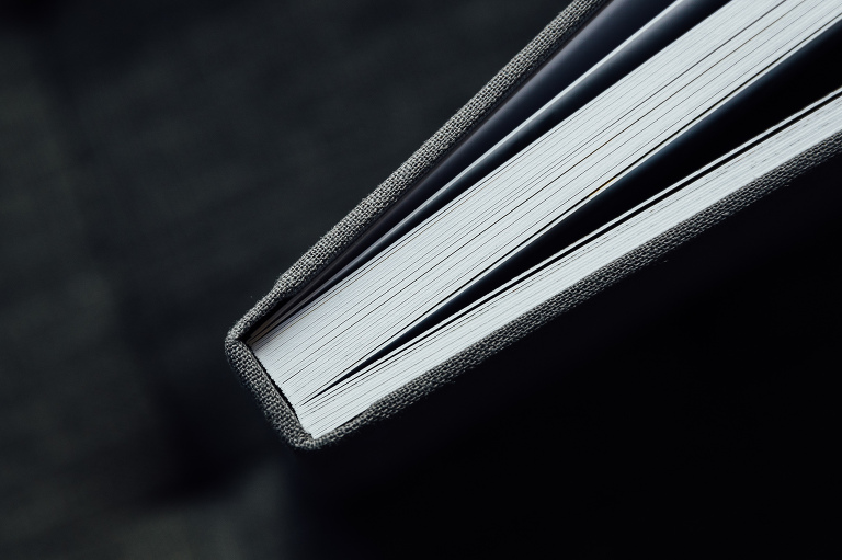 Detail of linen book spine and pages