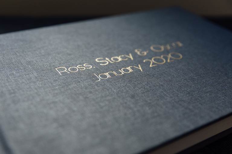Linen album with gold embossed lettering