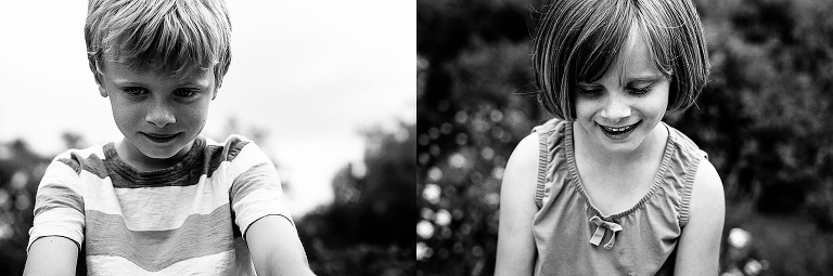 Two black and white images, of a young boy and a young girl.