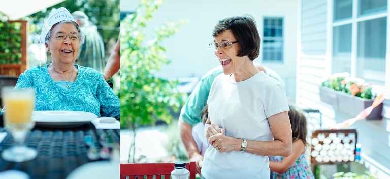 Family sings happy birthday to their mother for her 90th birthday.