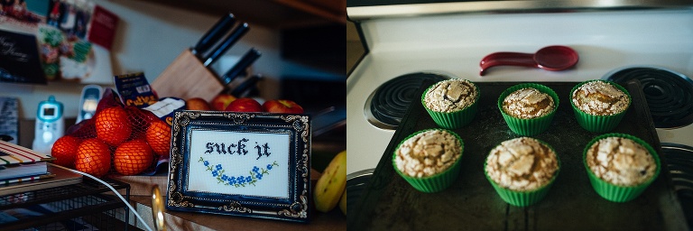 Freshly baked muffins cooling on stovetop.