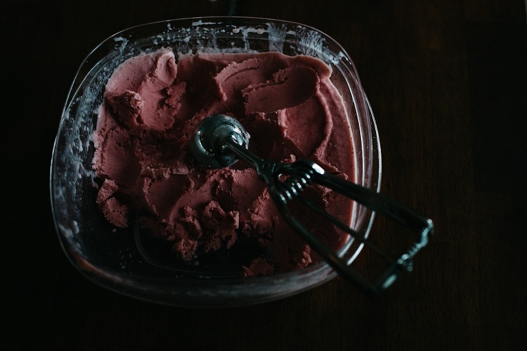 Homemade strawberry ice cream.