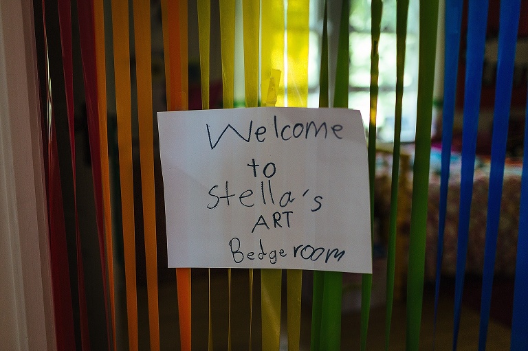 Young girls bedroom door hanging.