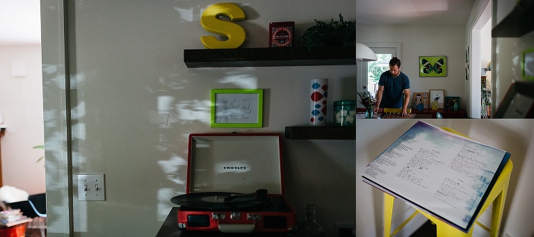 White walls with colorful decorations.