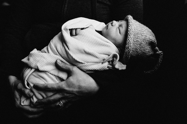 black and white fresh 48 hospital newborn baby