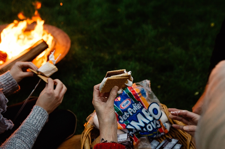 Smores next to fire pit