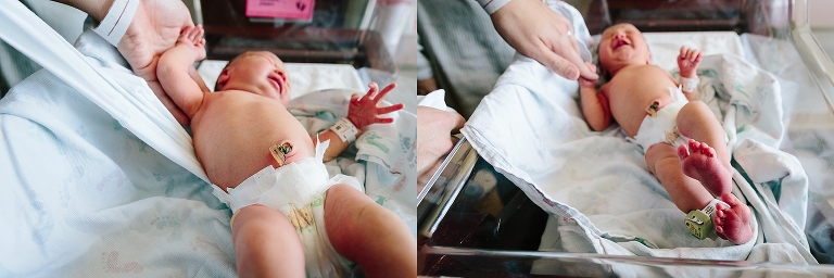 Newborn baby cry's in hospital bed