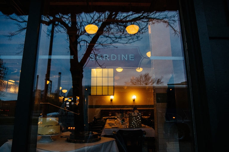 Restaurant serves dinner and wedding cake after the wedding ceremony
