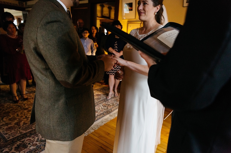Bride and groom say wedding vows