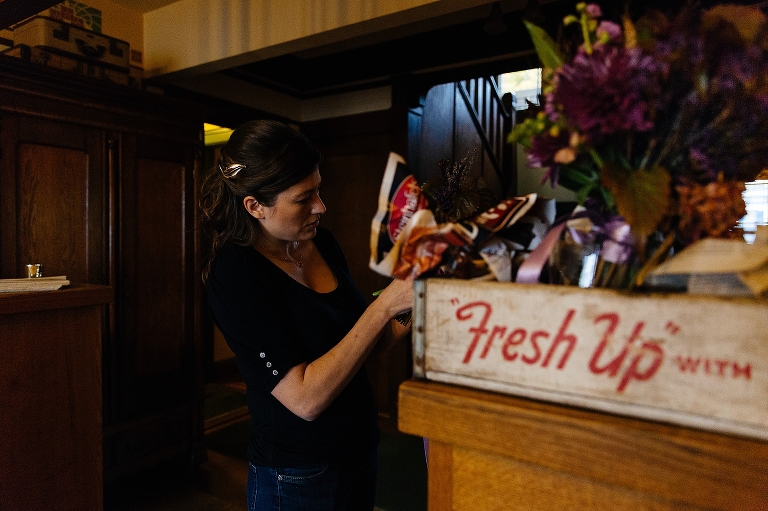 woman helping prepare for a wedding