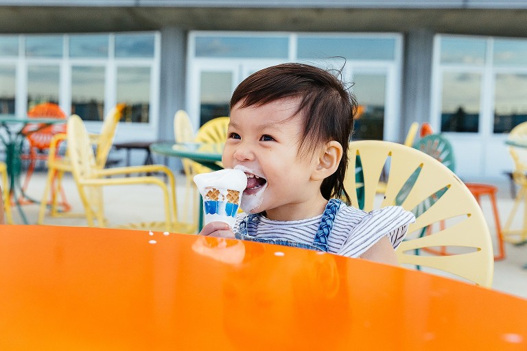 girl eats ice cream at union terrace 