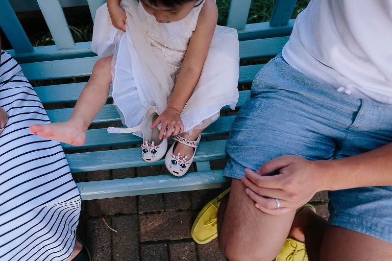 Two year old puts shoes on wrong feet 