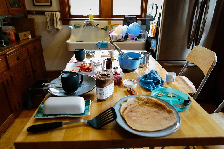 Breakfast left after meal consumed. 