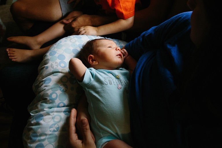 Window light on alert newborn 