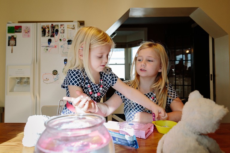 two sister make cake in easy bake oven