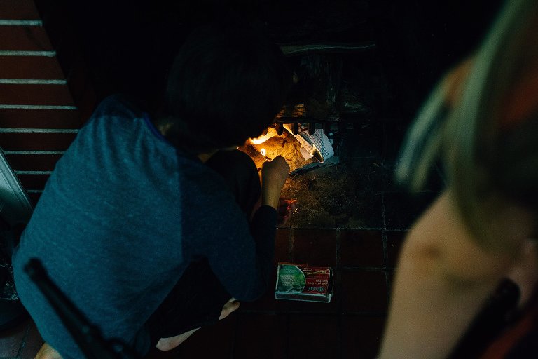 preteen boy starts fire in fireplace 