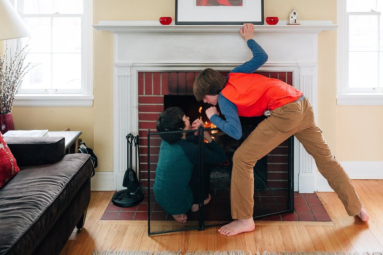 Brothers discuss building a fire 