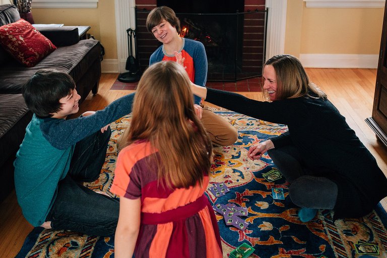 Mom and son Hi Five each other after the game