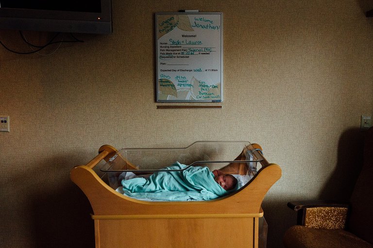 Newborn in hospital room 