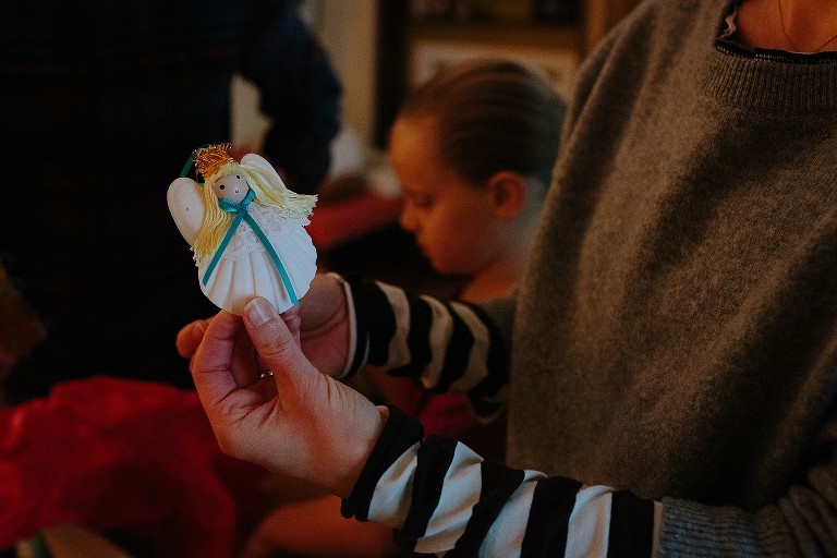 Mom shows childhood ornament 