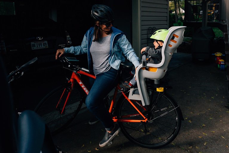 Mom and toddler on bike