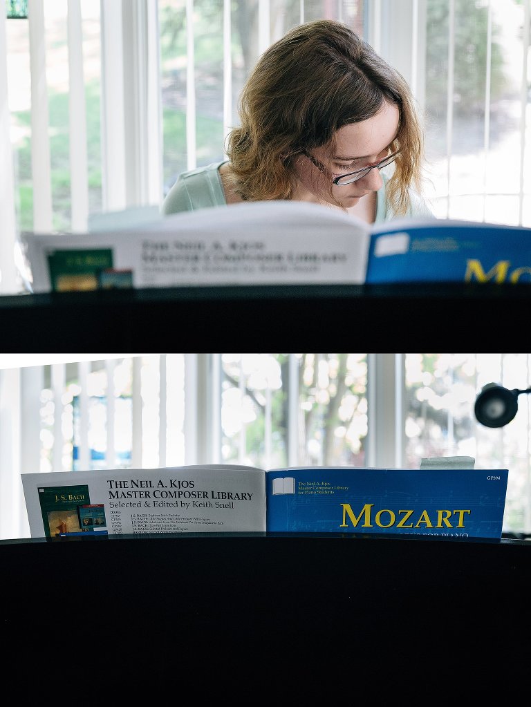 Teen girl plays the piano 