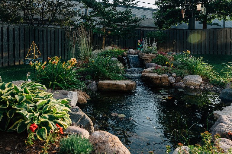 Backyard garden waterfall
