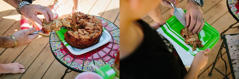 Serving Jewish Apple Cake at brunch