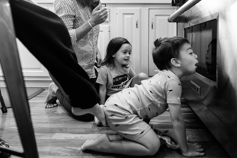 Waiting for the cake to bake. 