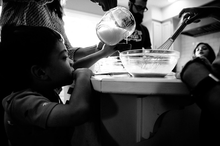 Working together on family recipe 