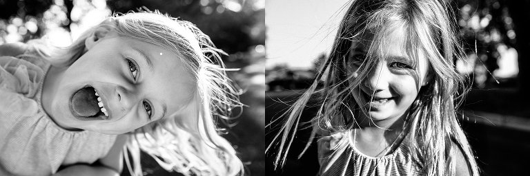 Black and white. Two girls, both camera aware and smiling.