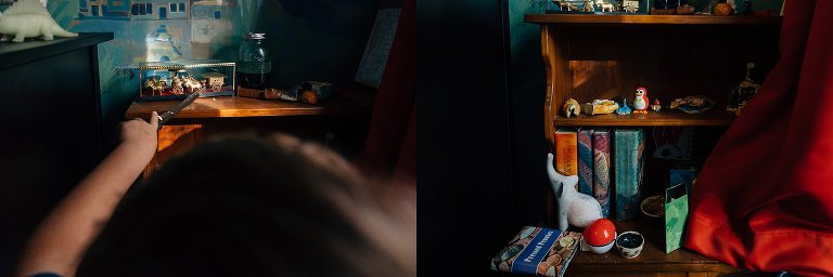 Details of a young boy's bedroom. 