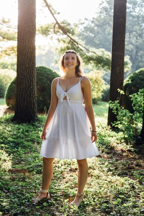 high school senior pictures in a forest in the Arb