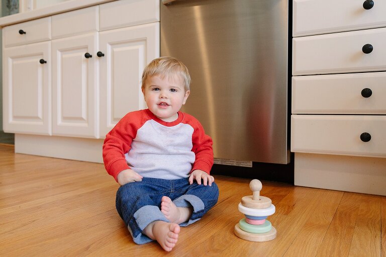 Portrait of toddler in the kitchen