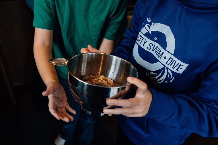 Focus on bowl of apple pie day ingredients 