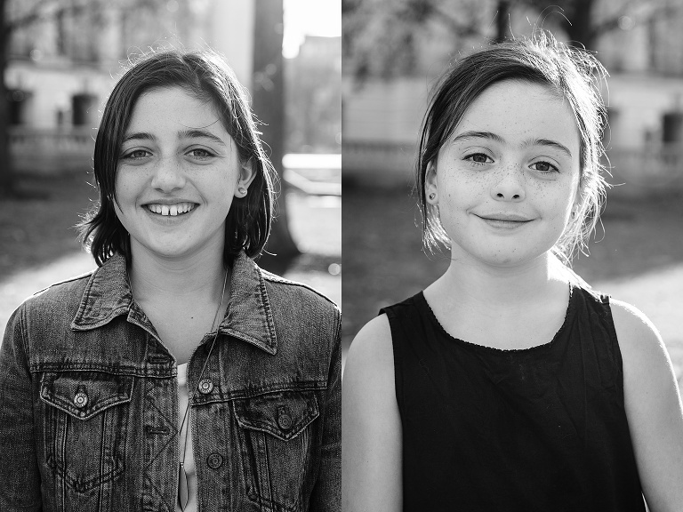black and white portraits of two girls for a Madison Family Photographer session 