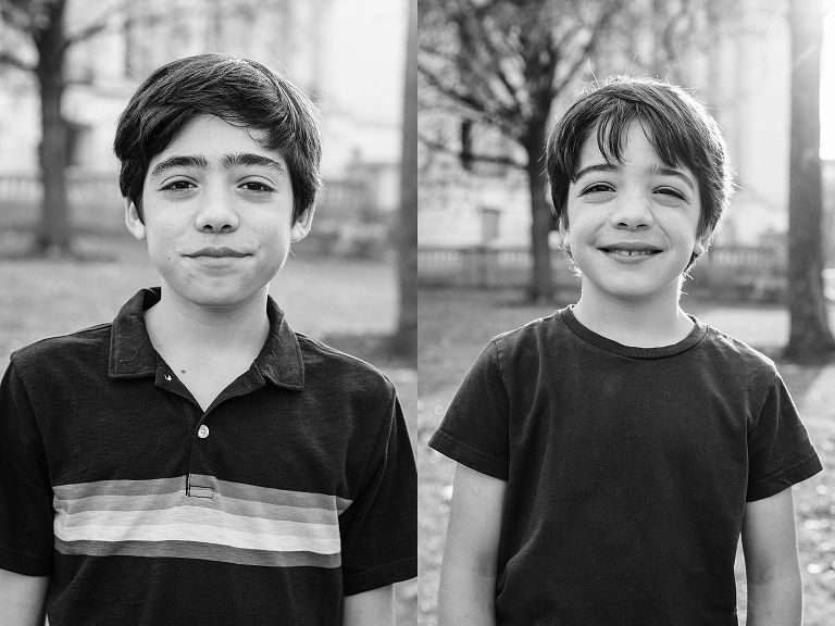 black and white portraits of boys taken during a Madison Family Photographer session 