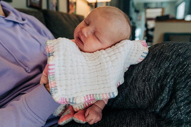 close up of newborn baby, life with newborn. 