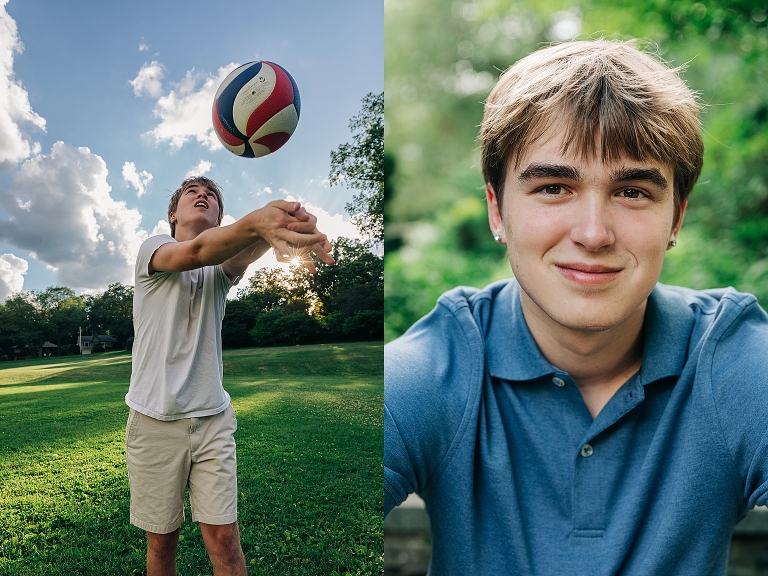 Senior boy playing volleyball senior pictures for yearbook
