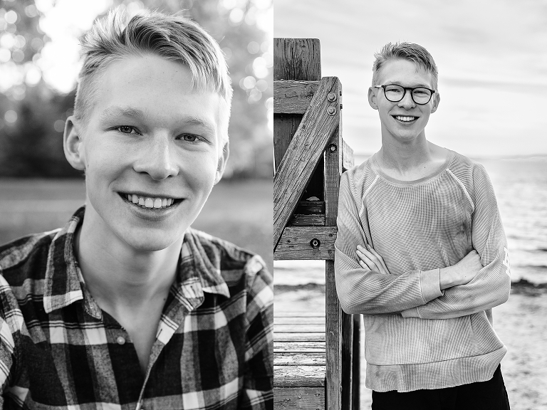 black and white senior boy photography in Madison, WI