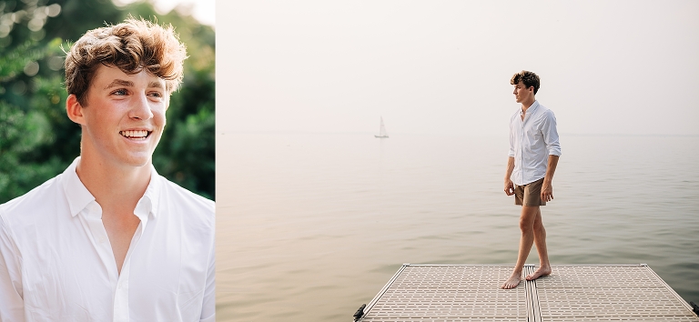 senior boy on a foggy dock