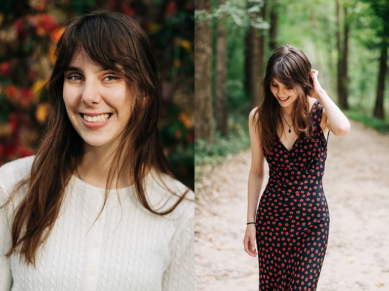 senior girl smiling and looking down